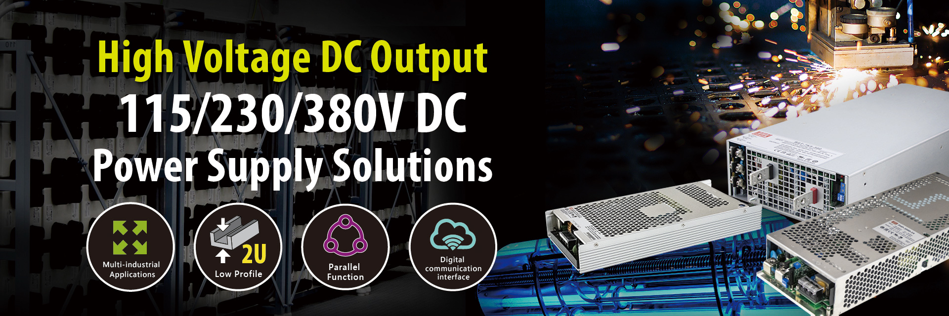 MEAN WELL High Voltage DC (HVDC) Output 115/230/380V DC Power Supply Solutions
