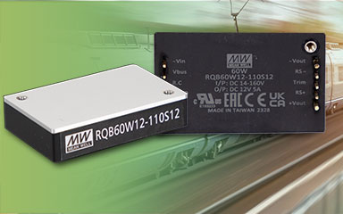 MEAN WELL RQB60W12 Series, 60W 1/4 Brick 14~160Vdc Ultra-Wide Input Railway DC/DC Converter